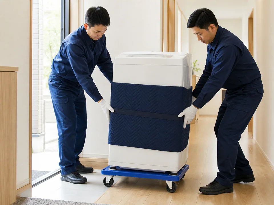 スタッフが品物を搬出する様子